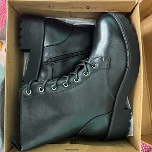 Black Leather Combat Boots
